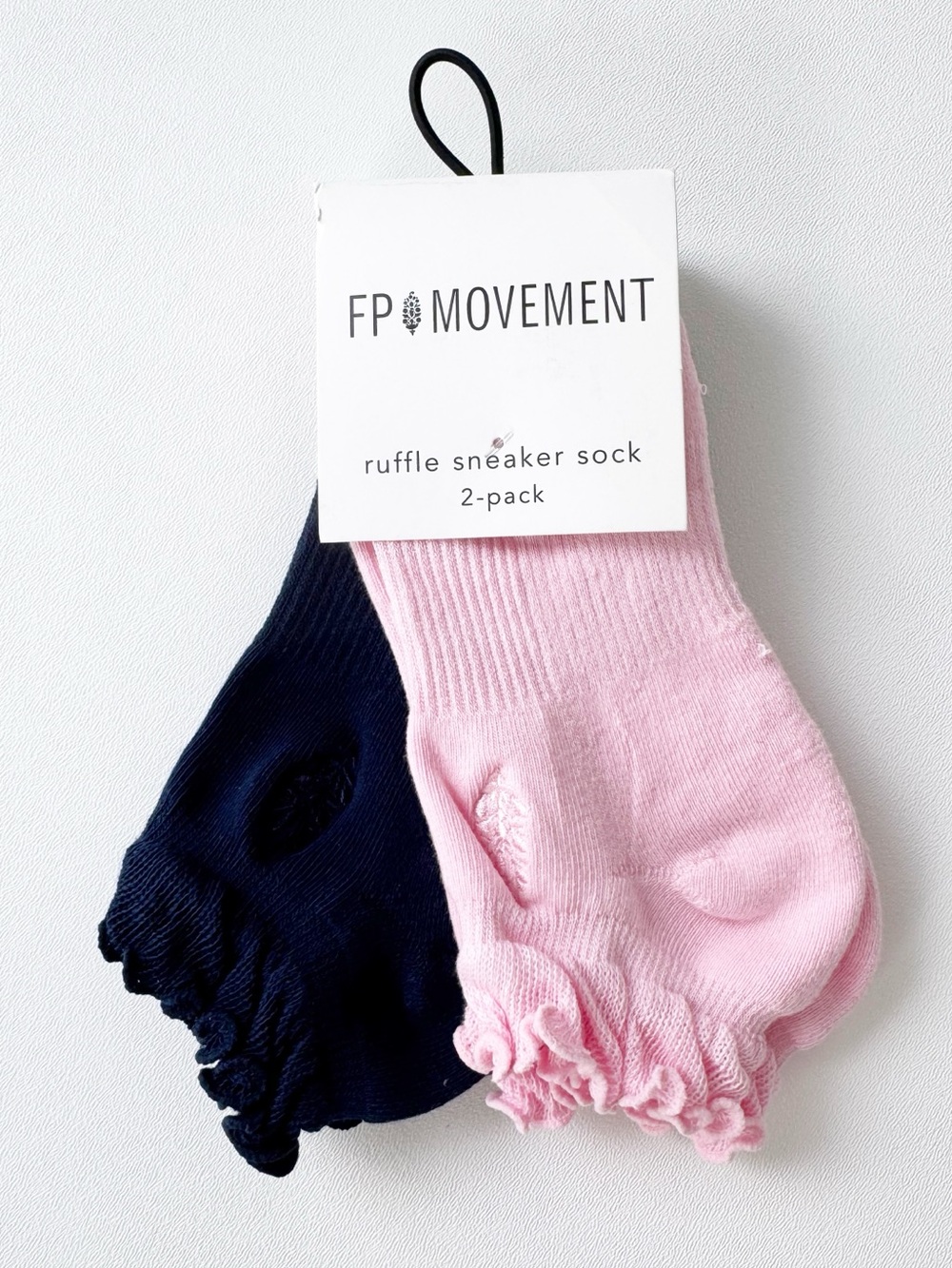 Free People Movement Classic Ruffle Sneaker Socks in Navy/Pink - Pack of 2| NWT - Picture 3 of 6